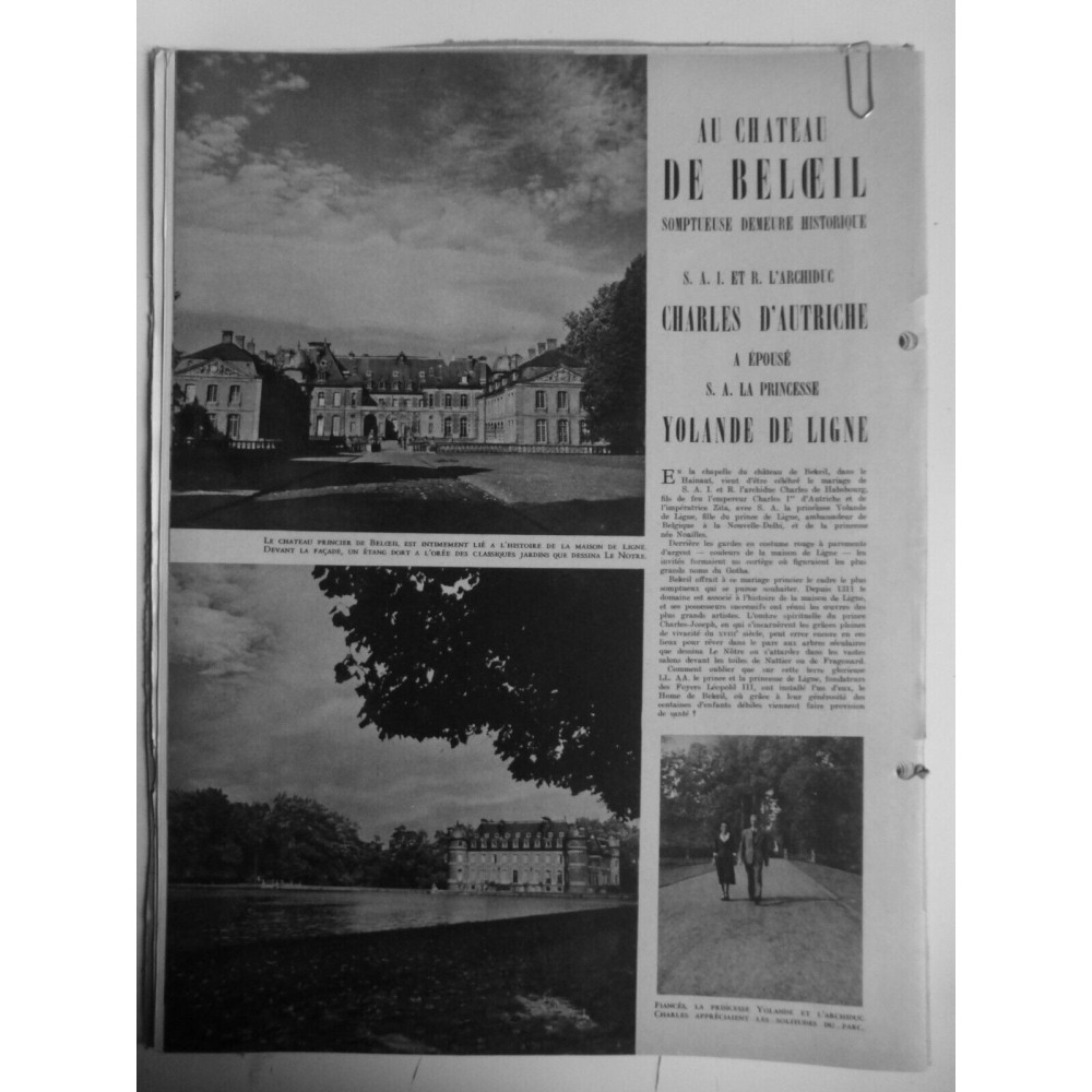 1950  FI CHATEAU BEL OEIL DEMEURE HISTORIQUE CHARLES AUTRICHE