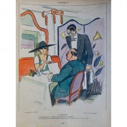 1919 FEMME DESSIN LABORDE RESTAURANT APERITIF APPETIT SERVEUR