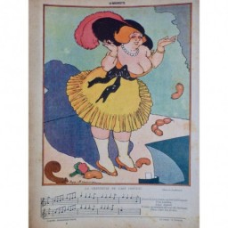 1916 FEMME DESSIN ZYG BRUNNER CHANTEUSE CAFÉ CONCERT RONDEUR