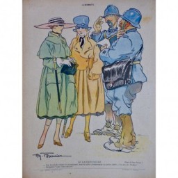 1916 FEMME DESSIN HENRY FOURNIER BRIGADIER LAISSER PASSER