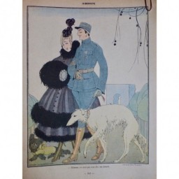 1916 FEMME DESSIN GERDA WEGENER SOLDAT BALADE MERE CHIEN