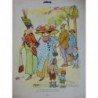 1915 FEMME DESSIN POULBOT MODE ROBE FLEURS PARC BALADE ENFANT