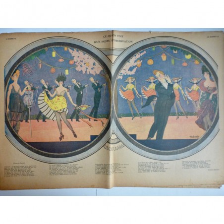 1917 FEMME DESSIN BENDA LUNETTE VUE SECENS DANSEUSES CABARET