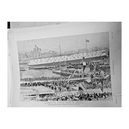 1883 I BATEAUX CUIRASSE ITALIEN LE LEPANTO LIVOURNE