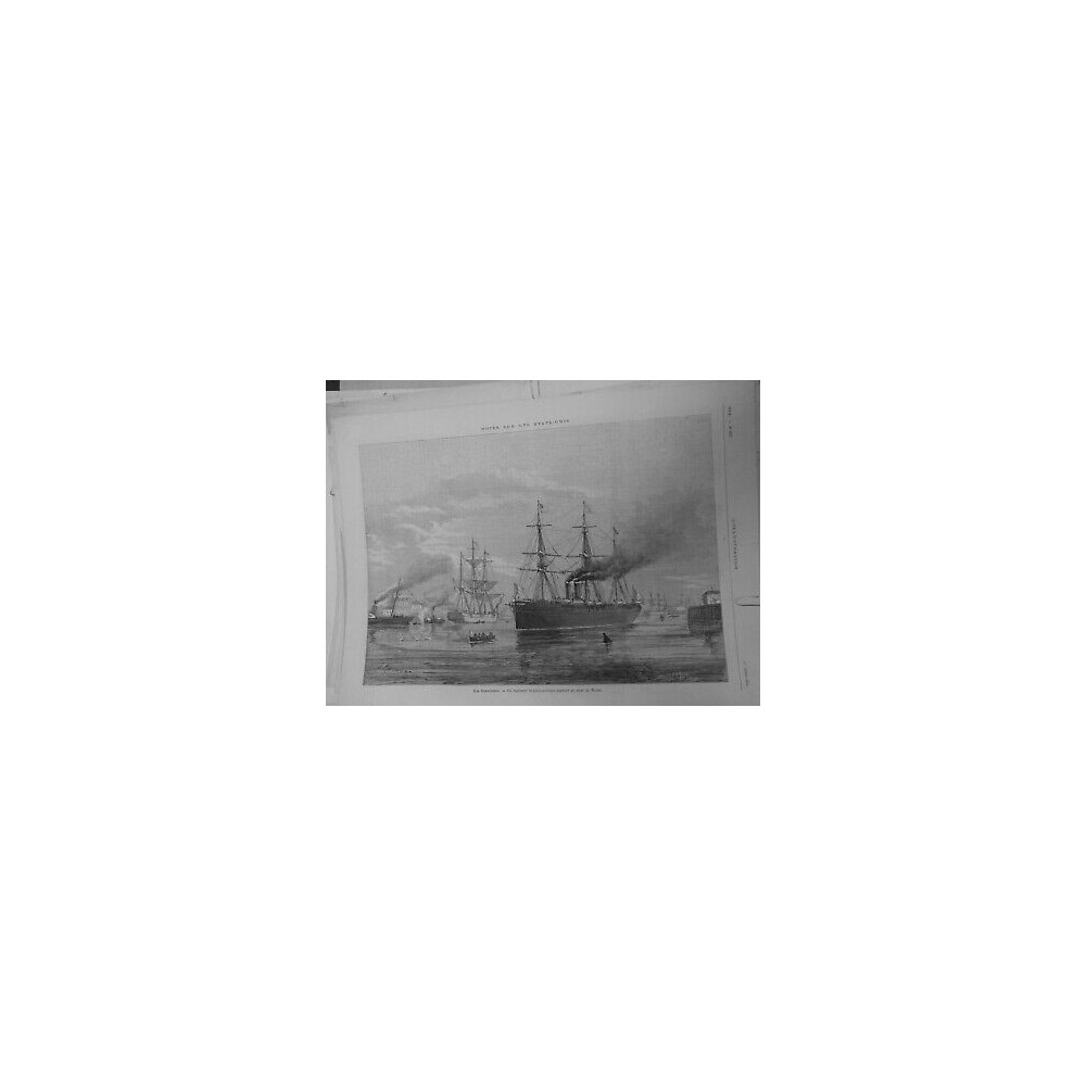 1876 I BATEAUX PAQUEBOT TRANSATLANTIQUE PORT HAVRE