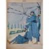 1916 DESSIN PAUL ALLIER SOLDAT GUERRE AUTOMOBILE NEIGE