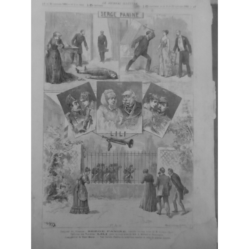 1882 OHNET PANINE LA GRANDE MAREE THEATRE 2 JOURNAUX