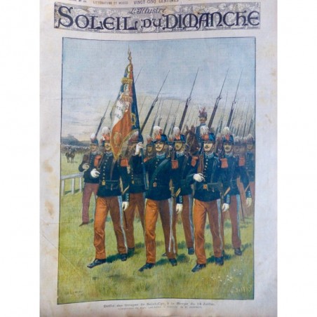 1896 SD DEFILE TROUPES SAINT CYR DESSIN LALAUZE