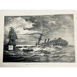 1870 LTDM BATEAUX NAUFRAGE VILLE DU HAVRE TEMPETE MER CHALOUPE MATELOTS