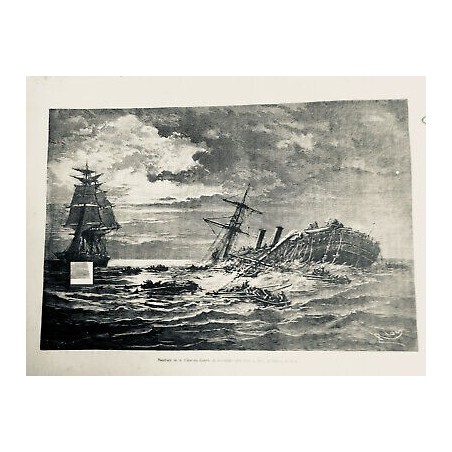 1870 LTDM BATEAUX NAUFRAGE VILLE DU HAVRE TEMPETE MER CHALOUPE MATELOTS