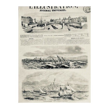 1855 I BATEAUX TEMPETE NAUFRAGE FREGATE LAVEZZI FEU POINTE PHARE