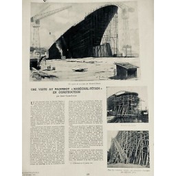 1942 I BATEAUX PAQUEBOT MARECHAL PETAIN CONSTRUCTION COQUE ECHELLES PONTS