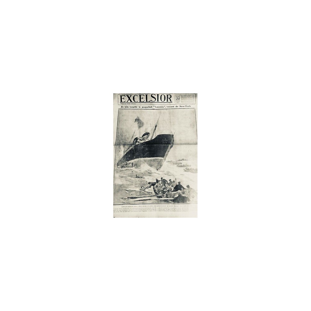 1917 E BATEAUX PAQUEBOT LACONIA NEW YORK TORPILLE DISPARITION MER