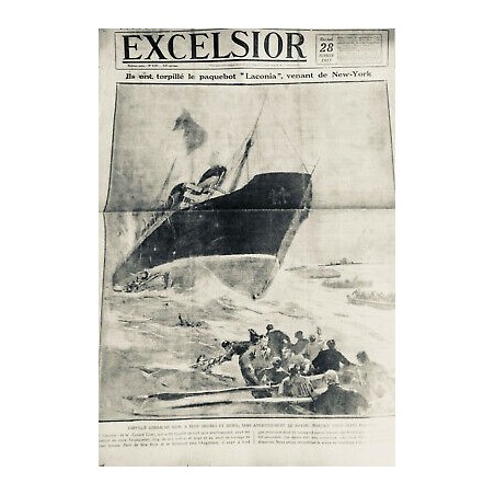 1917 E BATEAUX PAQUEBOT LACONIA NEW YORK TORPILLE DISPARITION MER