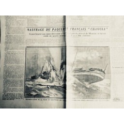 1919 E BATEAUX NAUFRAGE PAQUEBOT FRANCAIS CHAOUIA MINE DERIVANTE EXPLOSION