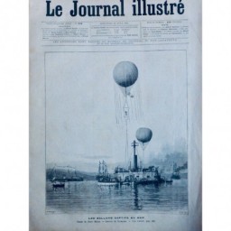 1889  BALLONS CAPTIFS MER DESSIN HENRI MEYER