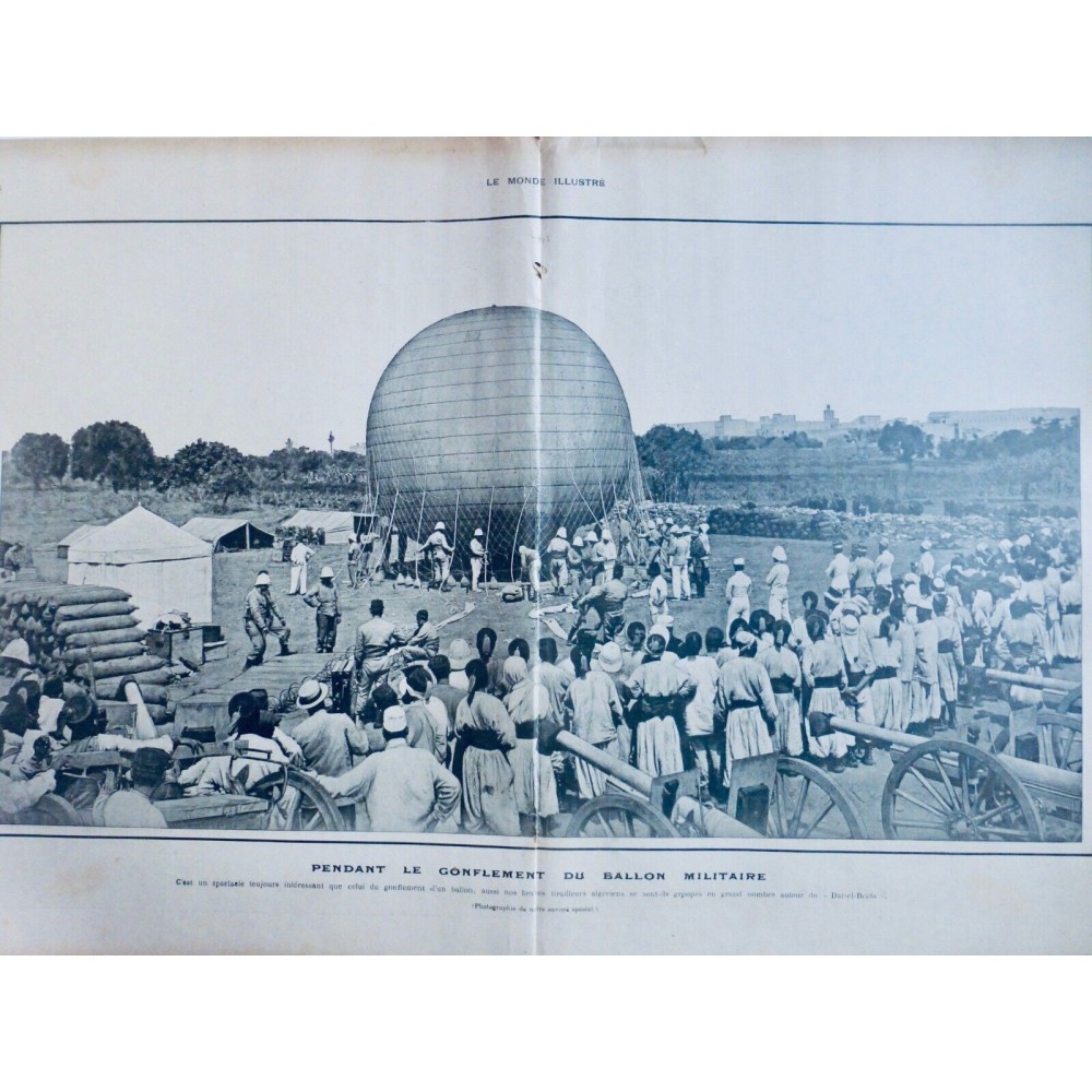 1907  BALLON MILITAIRE GONFLEMENT