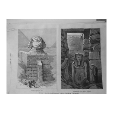 1886 UI EGYPTE FOUILLES LOUQSOR GIZEH SPHINX STATUE RHAMSES II