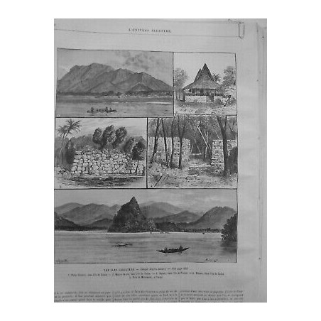 1885 UI ILES CAROLINES UALAU MAISON ROI RUINES PONAPI UALAU PORT METALANIM