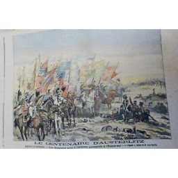 1905 CENTENAIRE AUSTERLITZ DRAPEAUX ENNEMIS PRESENTES EMPEREUR TABLEAU ROUFFET