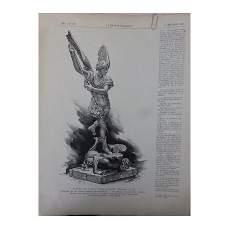 1888 FI ANGE STATUE SAINT MICHEL SCULPTURE M.ALBERT-LEFEUVRE OFFRANDE SAINT PERE