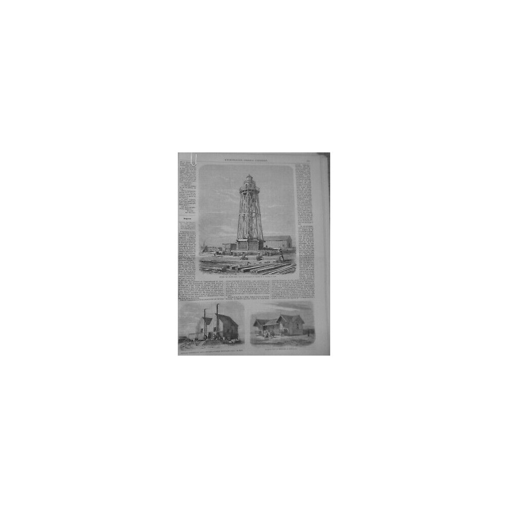 1860 I PHARE PORT SAID HANGAR APPAREILS DISTILLER EAU MER BUREAU INGENIEURS