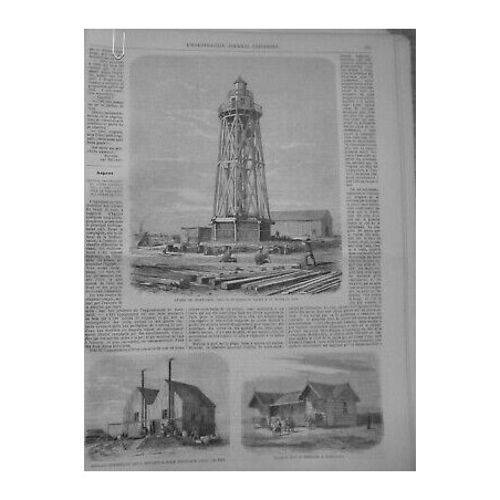 1860 I PHARE PORT SAID HANGAR APPAREILS DISTILLER EAU MER BUREAU INGENIEURS