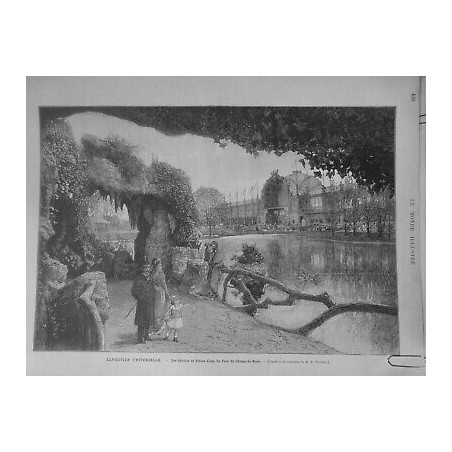 1878 MI EXPOSITION UNIVERSELLE GROTTES PIECES EAU PARC CHAMP MARS