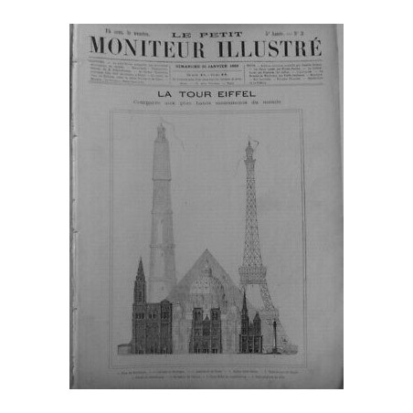 1889 TOUR EIFFEL COMPAREE AUX PLUS HAUTS MONUMENTS DU MONDE