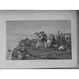 1881 LONGUE VUE FALAISE TABLEAU OUTIN FETE ROIS ESPAGNE GALLEGOS 3 JOURNAUX