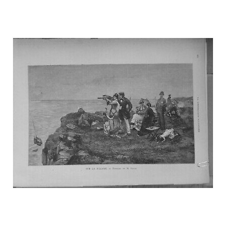 1881 LONGUE VUE FALAISE TABLEAU OUTIN FETE ROIS ESPAGNE GALLEGOS 3 JOURNAUX