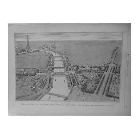 1895 UI EXPOSITION 1900 VUE AERIENNE CHAMPS ELYSEES DESSIN M.MAGNIANT