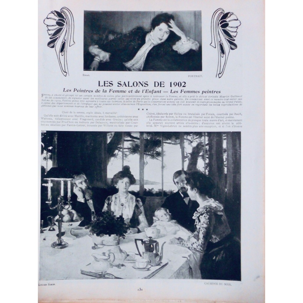 1902 FEMMES PEINTRES CAUSERIE SOIR