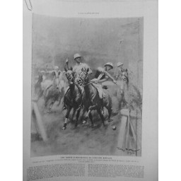 1923 I CONCOURS HIPPIQUE INDOOR POLO AMERICAIN FRANÇAIS DESSIN GEORGES SCOTT