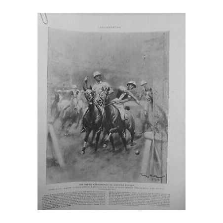 1923 I CONCOURS HIPPIQUE INDOOR POLO AMERICAIN FRANÇAIS DESSIN GEORGES SCOTT