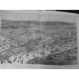 1885 ANVERS EXPOSITION UNIVERSELLE VUE GENERALE PORT