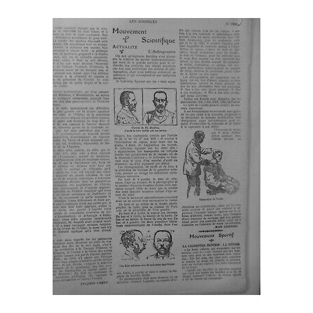 1914 ANTHROPOMETRIE PORTRAIT M.BERTILLON FICHE SPECIMEN SIGNALITIQUE