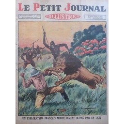 1930 PJ EXPLORATEUR FRANCAIS MORTELLEMENT BLESSE LION