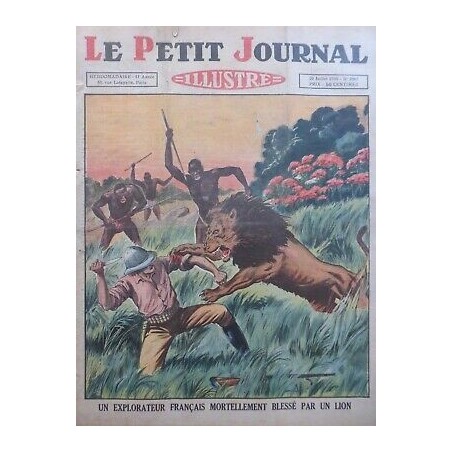 1930 PJ EXPLORATEUR FRANCAIS MORTELLEMENT BLESSE LION