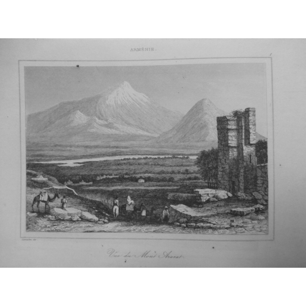 1835 GRAVURE ARMENIE MONT ARARAT MASIS VOLCAN