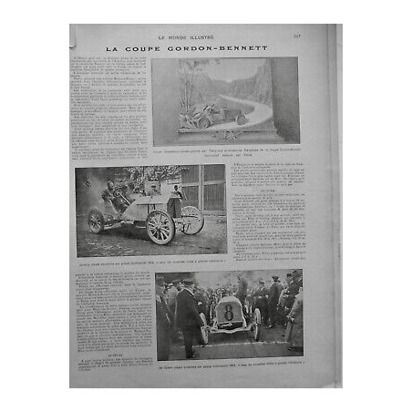 1904 COURSE VOITURE COUPE GORDON BENNETT CHASSELOUP THERY JENATZY DE CATERS