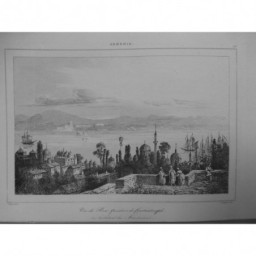 1835 GRAVURE CONSTANTINOPLE QUARTIER PERA ARMENIENS