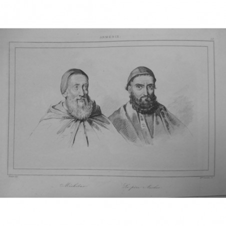 1835 GRAVURE ARMENIE MEKHITAR DE SEBASTE PERE AUCHER RELIGION CATHOLIQUE