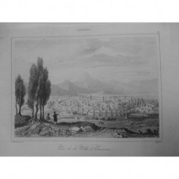 1835 GRAVURE ARMENIE VILLE ERZEROUM ERZURUM MONTAGNES