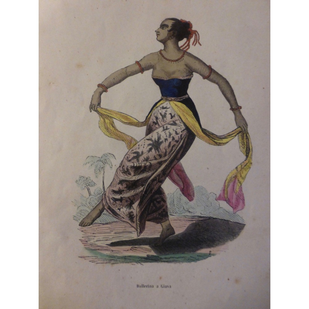 1846 GRAVURE FEMME DANSEUSE JAVA GIAVA