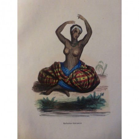 1846 GRAVURE FEMME DANSEUSE JAVA GIAVANESE