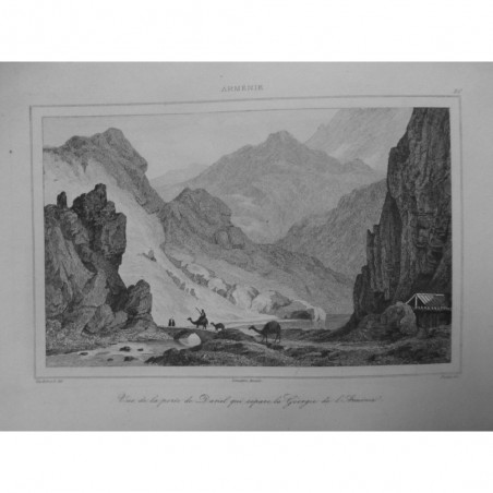 1835 GRAVURE ARMENIE GEORGIE PORTE DE DARIEL MONTAGNES CAUCASE