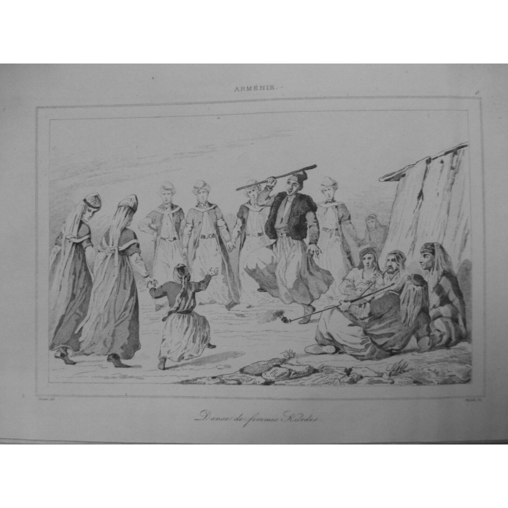 1835 GRAVURE ARMENIE DANSE FEMMES KURDES