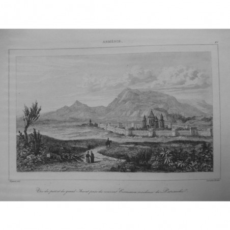 1835 GRAVURE ARMENIE PETIT GRAND ARARAT COUVENT ECSMIAZIN RESIDENCE PATRIARCHE