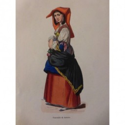 1846 GRAVURE ITALIE FEMME SALERNO